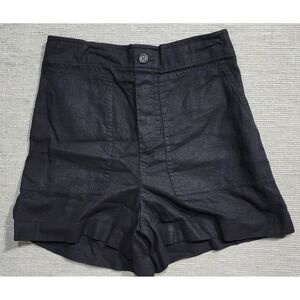 Loft Outlet Black Linen Blend Utility Shorts Elastic Waist Womens Small